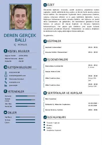 İç Mimar Cv Örnekleri cv indir